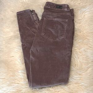 PAIGE Corduroy Mauve Purple Ankle Zip Hi-Rise Jeans